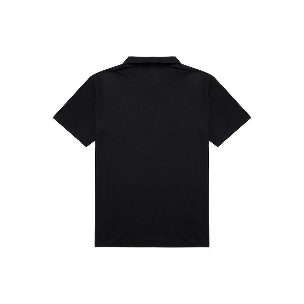 Skechers Solid Color Letter Print Short Sleeve Polo Shirt Men Tops Black P122M053-0018