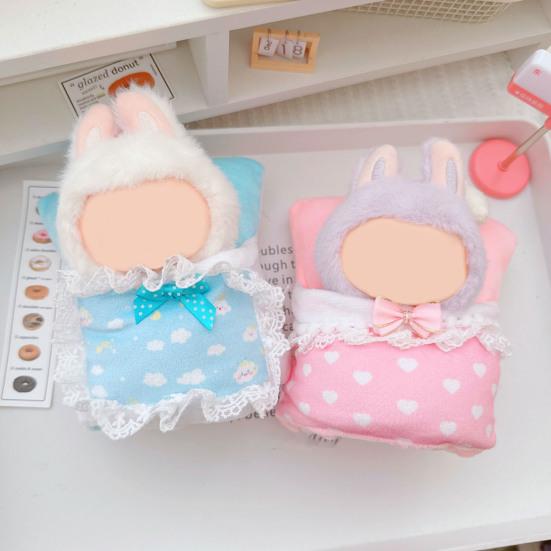 Doll Bed for La Bubu(NO Doll) 10cm Cotton Doll Sleeping Bag Lace Bedding Blanket Pillow Set 17cm Doll Accessories