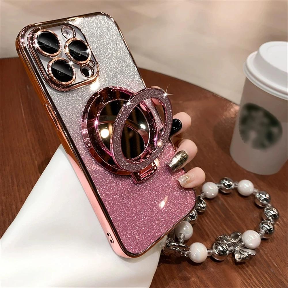 Note 20Ultra Glitter Mirror Bracket Gradient Case For Samsung Galaxy Note 20 Ultra 10 Plus 9 8 Soft Silicone Cover With Bracelet