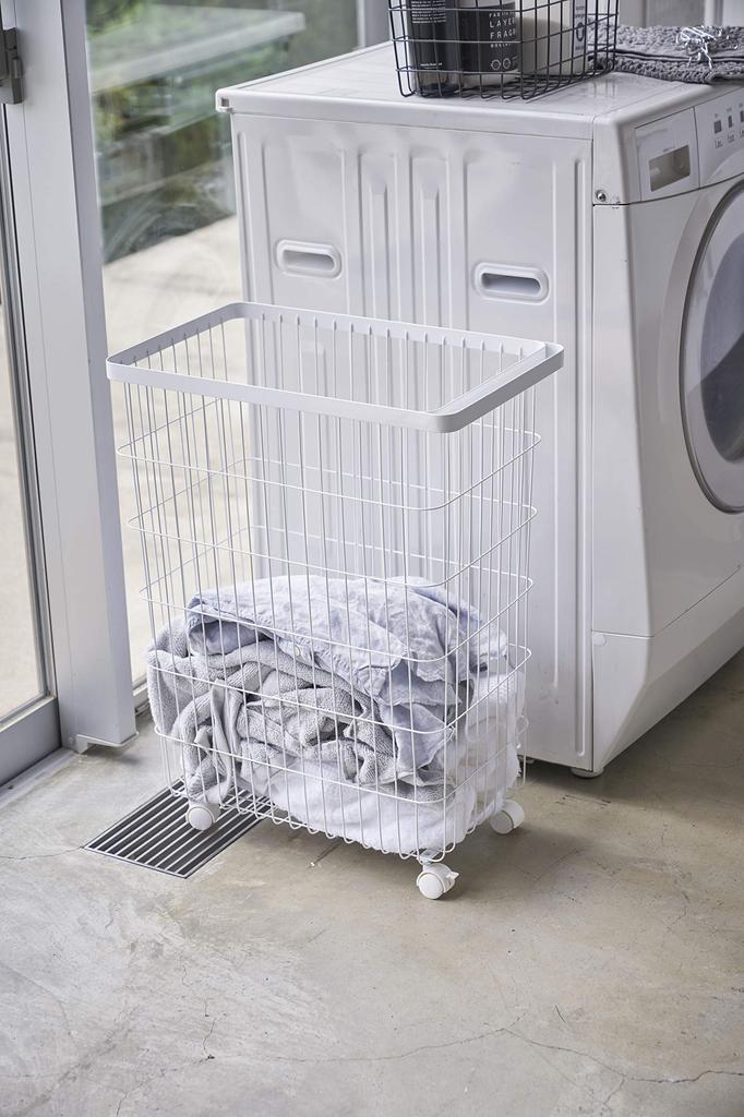 Tower Laundry Basket with 55L Large Slim by Yamazaki Laundry Nordic Laundry Stylish Casters, Capacity, White, Design, Jitsugyo, Basket, Style, Rack,