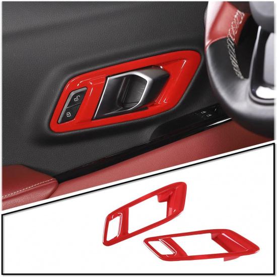 Fit for Toyota Supra GR A90 A91 MK5 2019-2026 Inner Door Handle Frame, ABS Door Inner Grab Handle Trim Cover Sticker, Car Interior Decoration красный