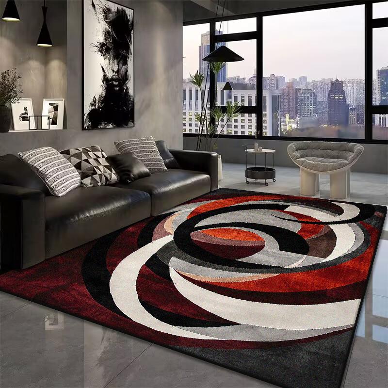 Red Black Modern Rug Abstract Carpet for Living Room Large Bedroom Decoration Rug Light Luxury Sofa Coffee Table Mat Non-slip