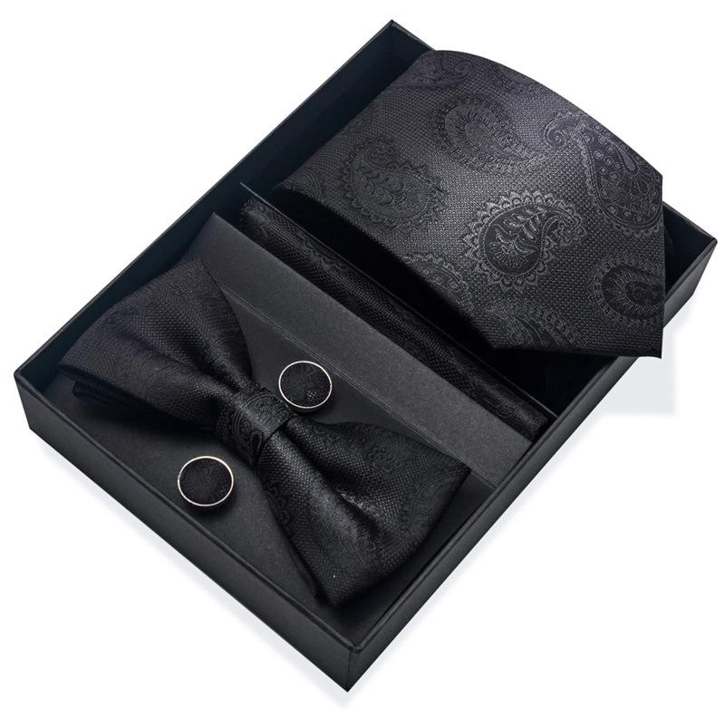 Set de 6 piezas, Corbata de Vestir de Negocios 8 cm Corbata para Hombre Set de Pajarita Caja de Regalo.