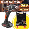 36V Electric Cordless Drill Screwdriver Jackhammer Torque LED Light Chisel Demolition Rotary Concrete Tool 2Battery