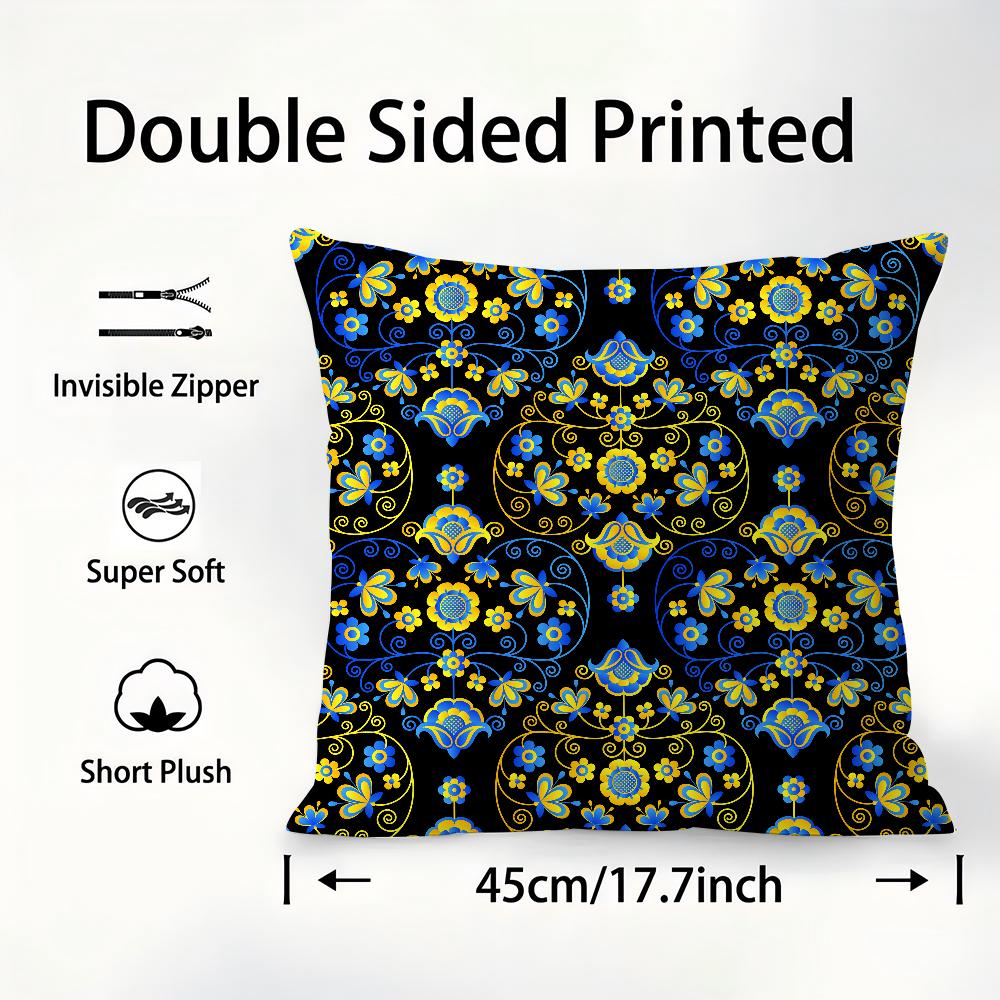 Ukrainian Folk Pattern Pillow Case Sofa Decorative Home Double-sided Printing Short Plush Cushion Cover Throw Pillow Cover Gifts
