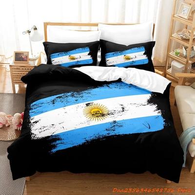 Argentina Vlajka Ložní sada Jednolůžko Dvojlůžko Plná Queen King Size Ložní sada Dospělý Dítě Ložnice Sady povlaků na přikrývky 3D Tisk Sada prostěradel