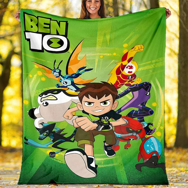 1pc Ben10 Theme Blanket - Digital Print, Polyester, Cozy for All Seasons, Perfect for Outdoor, Camping, and Travel