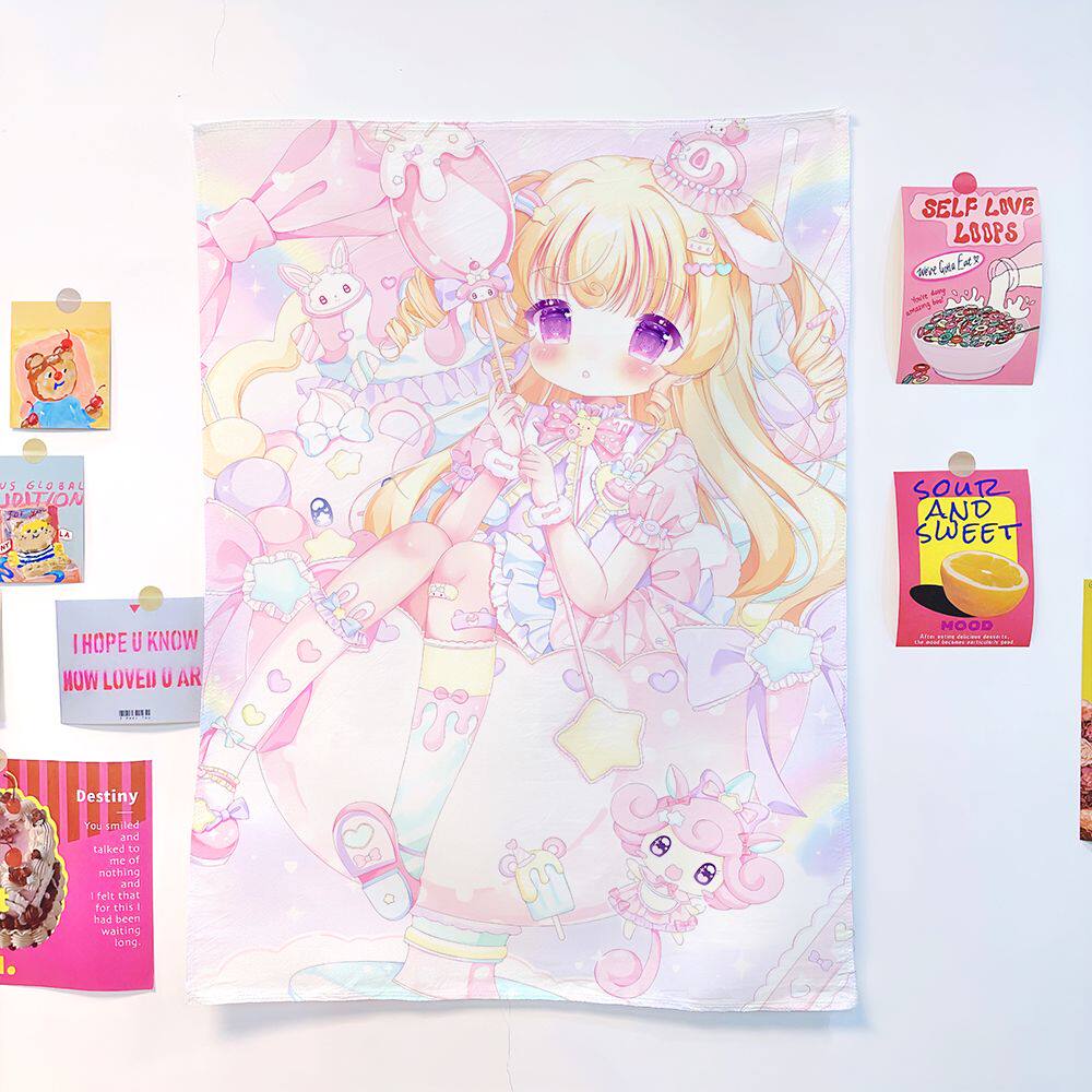 Popular Cute Anime Girl Galgame Print Tapestry Wall Art Aesthetic Room Decoration