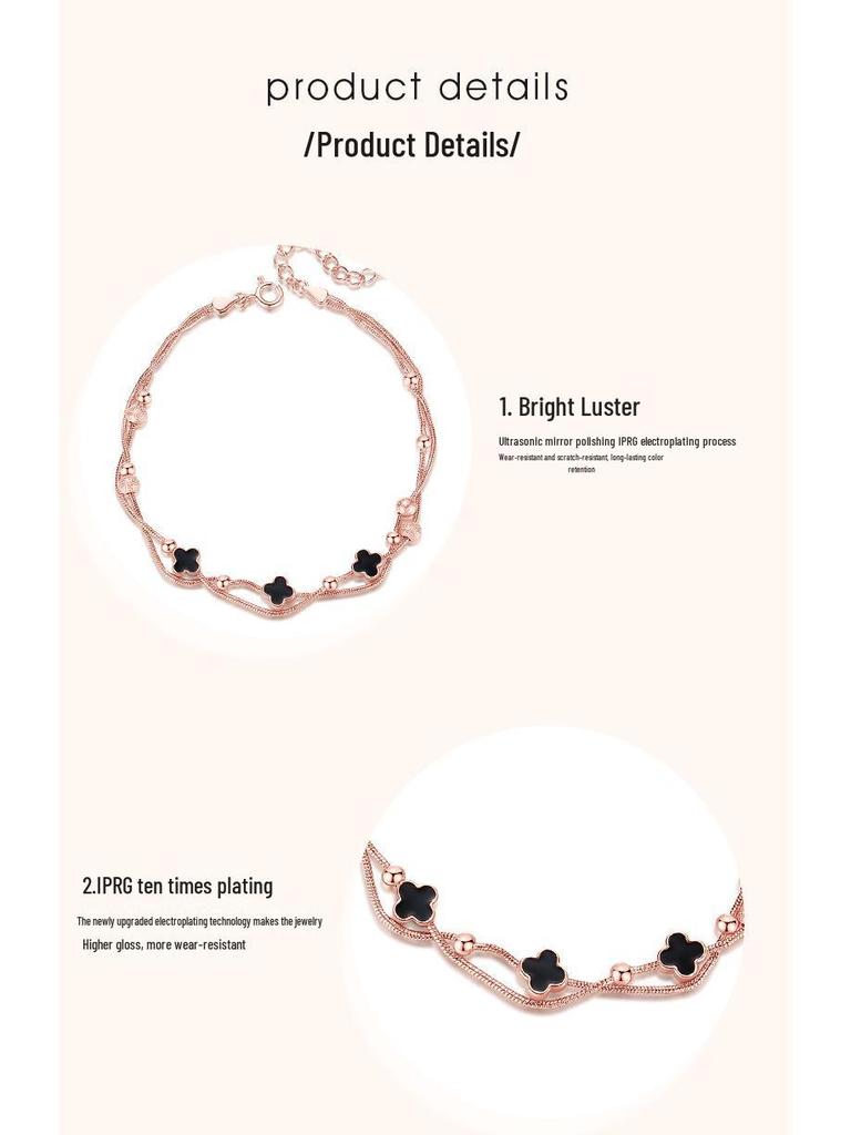 Lucky Clover Agate Anklet - High-End, Durable Women's Jewelry with Niche Design