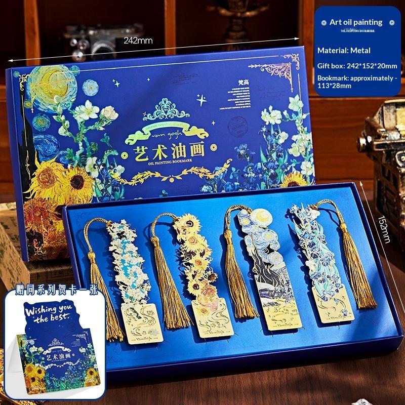 1/4Pcs Vintage Oil Painting Creative Metal Bookmark Bookmark Office School Supplies Funny Gift Stationery Items
