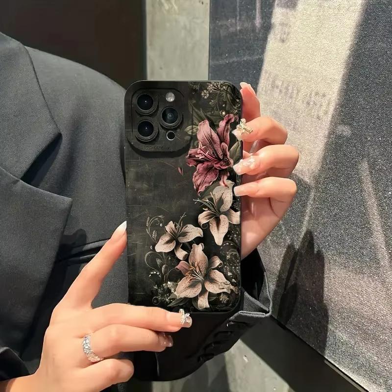 Gothic Floral Art Print Phone Case for iPhone 17 16 15 14 13 12 11 Series Pro Max Plus Double Layer Protection