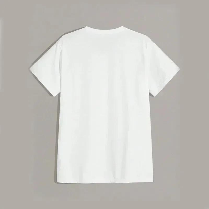 Smiling Face T-shirt for Men Summer Prints White Trendy Brand Loose Printed Cotton Short Sleeved Couple Outfit with Half Sleeves
