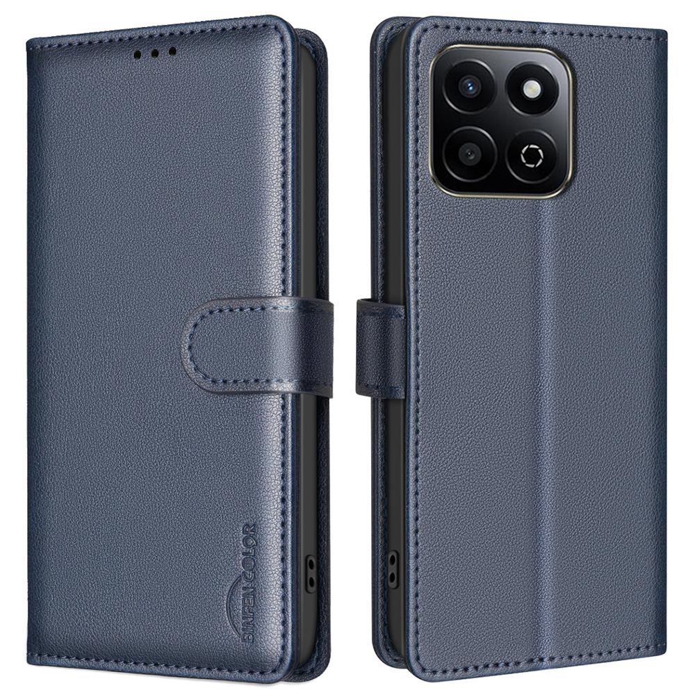 

BINFEN COLOR BF32 For Honor X7c 4G/200 Smart 5G Leather Case Wallet RFID Blocking Phone Cover Blue