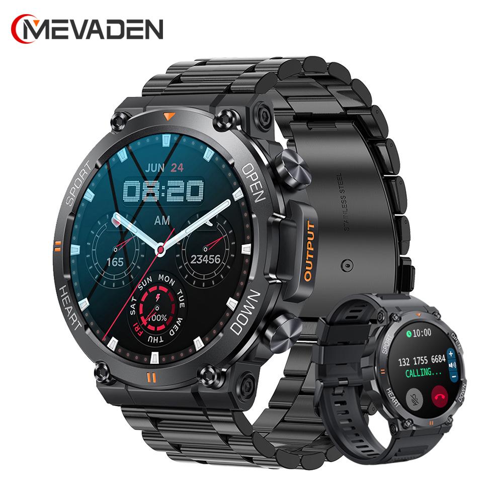 Mevaden Unisex Black New 1.39 Inch Men's Bluetooth Call Smart Watch Sports Fitness Tracker Heart Monitor Smartwatch For Android Ios 400Mah