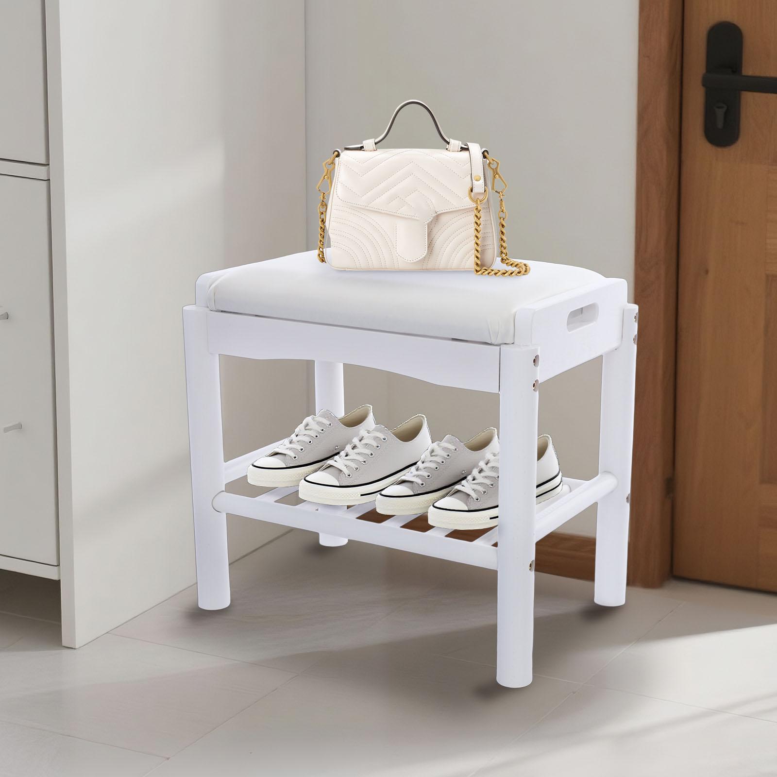 

Pine Wood Shoe Storage Bench,45*30*40cm Log Color/White/Walnut Color Rectangular Storage Bench Floor Standing for Entryway белый