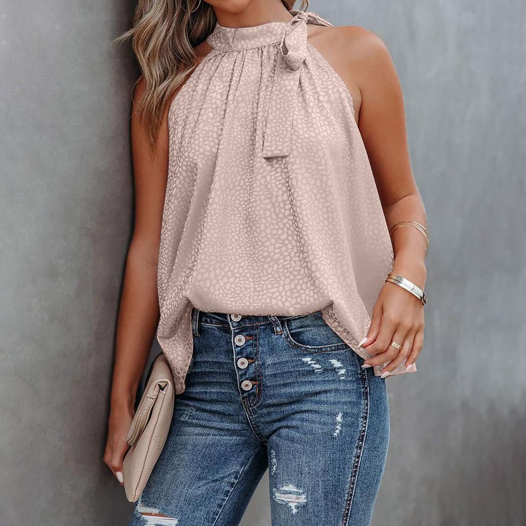 Women Fashion Leopard Printing Sleeveless Tops Straight Neck Vest Blouse Tops