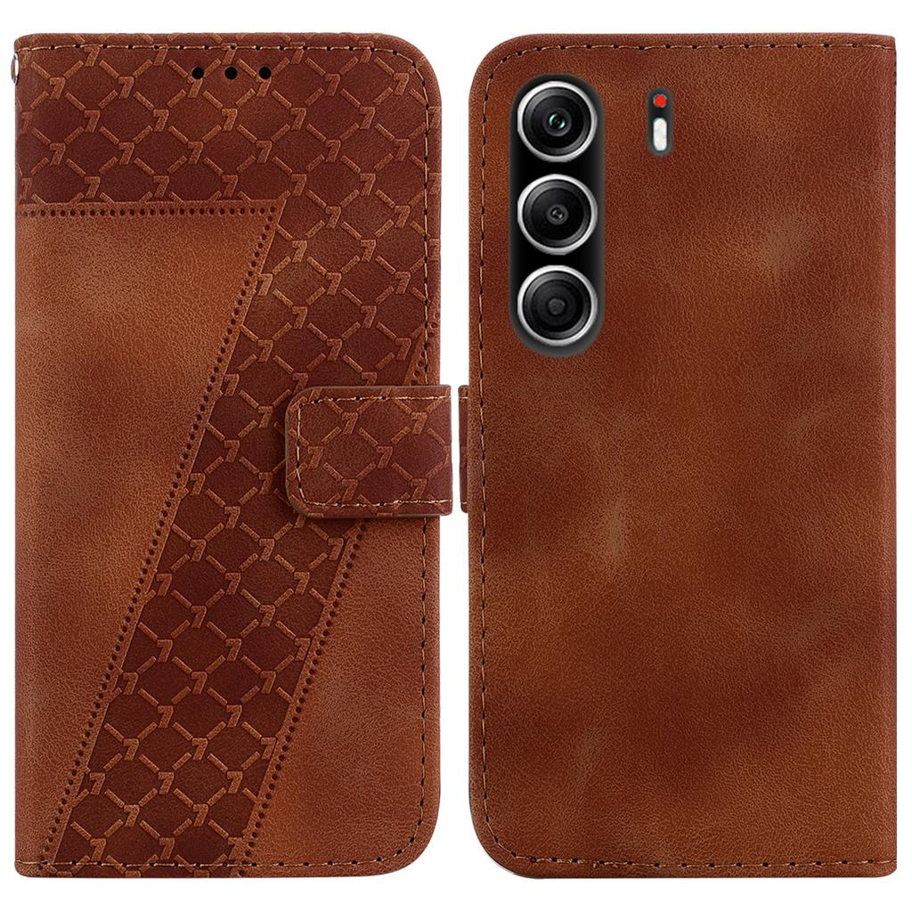 For TECNO Camon 40 Pro 5G/4G Stand Case 7-Shaped Pattern Imprint Leather Phone Cover with Strap