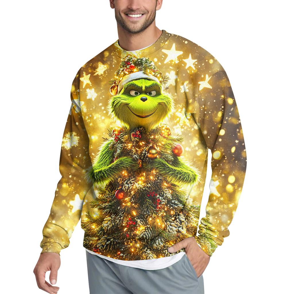 Men's Casual Fashion Printed Round Neck Pullover Sweatshirt