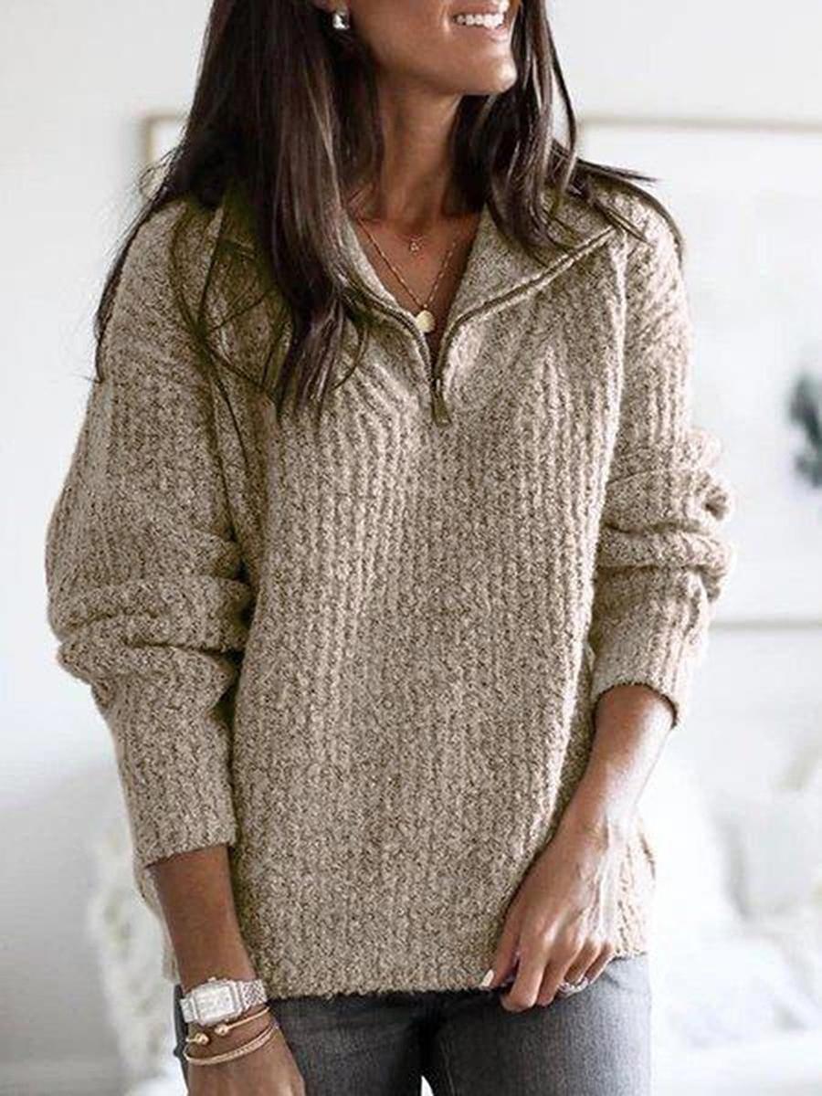 Fall Zip-Up Hoodie Long Sleeve Knit Sweater Coat for Women S
