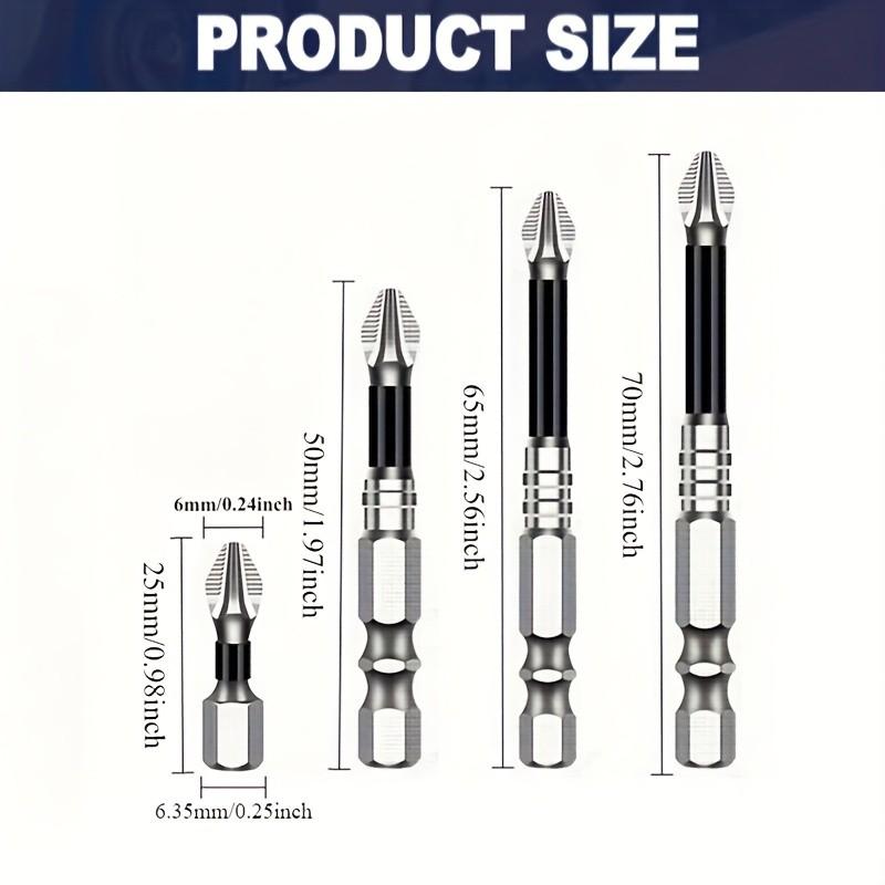 

4Pc Steel Magnetic Screwdriver Bit Set - Phillips, Hex Shank, Anti-Slip Anti-Shock, Durable