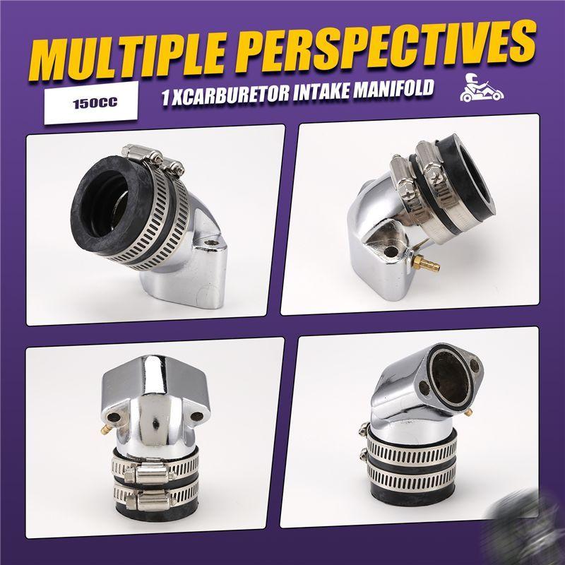 Engine Carburetor Aluminum Alloy Angled Adapter Inlet Intake Carb Manifold For GY6 150Cc Scooter Go Kart