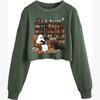 Women's Crop Sweatshirt Fall Halloween Long Sleeve Pullover Sweatshirt