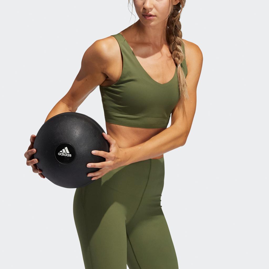 Adidas Cozy Yoga Bra Solid Color Low Impact Sports Bra Women Underwear Olive-Green GM2751