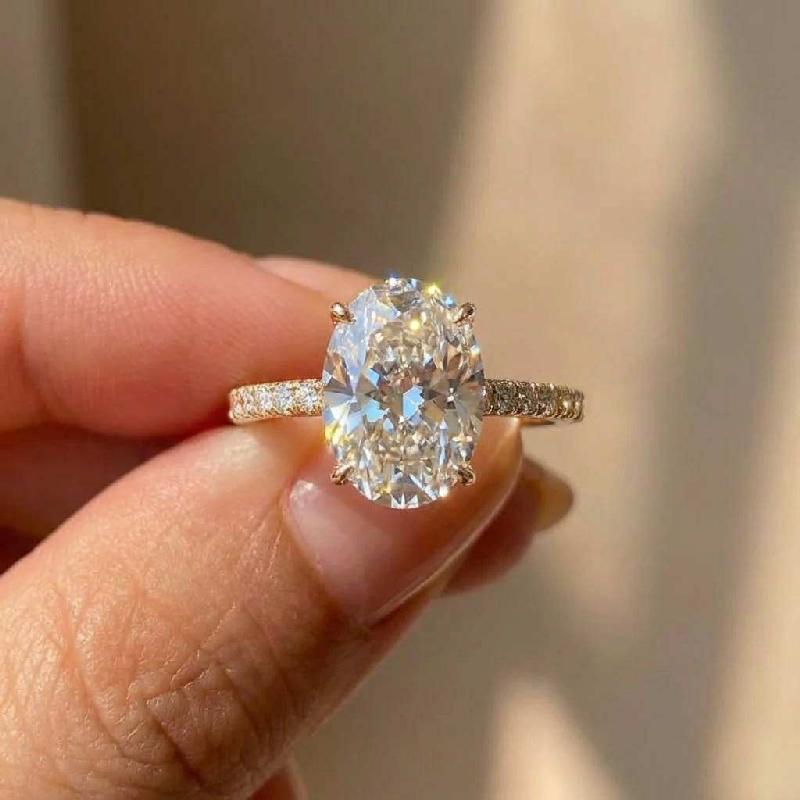 925 Silber Zirkon Wunderschöne Glänzende Ovale Steinringe für Damen Geschenk Verlobung Hochzeit Luxus Hohe Qualität Feiner Schmuck