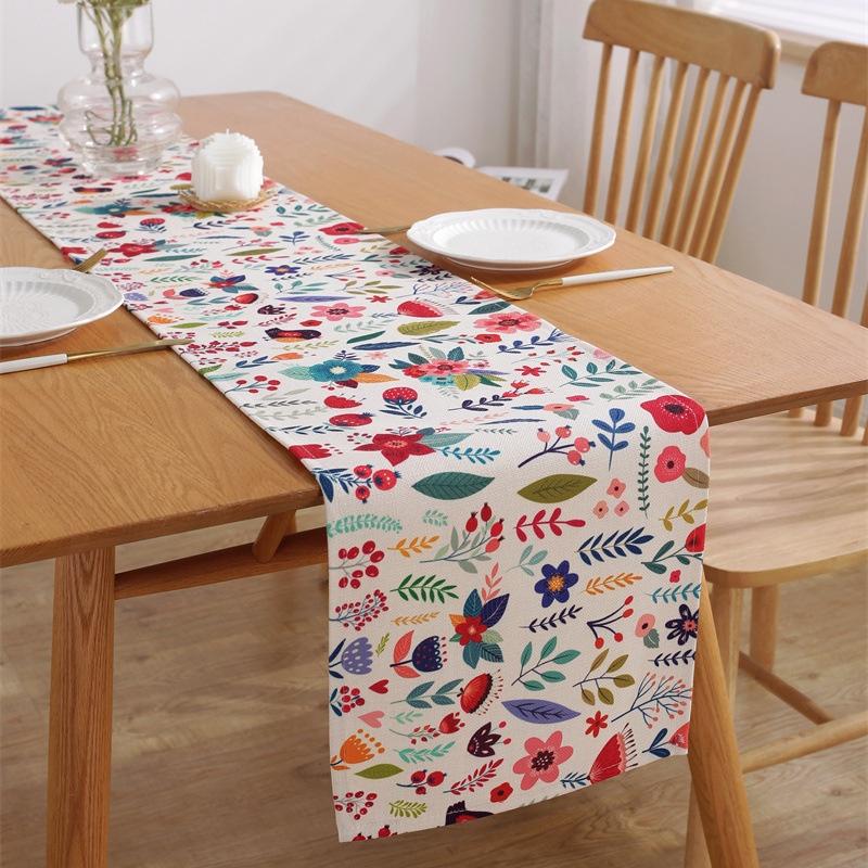 Moderní jednoduchý zahuštěný polyester bavlna Digitální tisk Velikonoční zvíře Spring Table Flag Bed Tail Flag ubrus