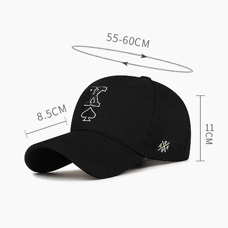 Spring Autumn Embroidered Playing Cards Spades K Letter Cap Outdoor Sunshade Baseball Cap