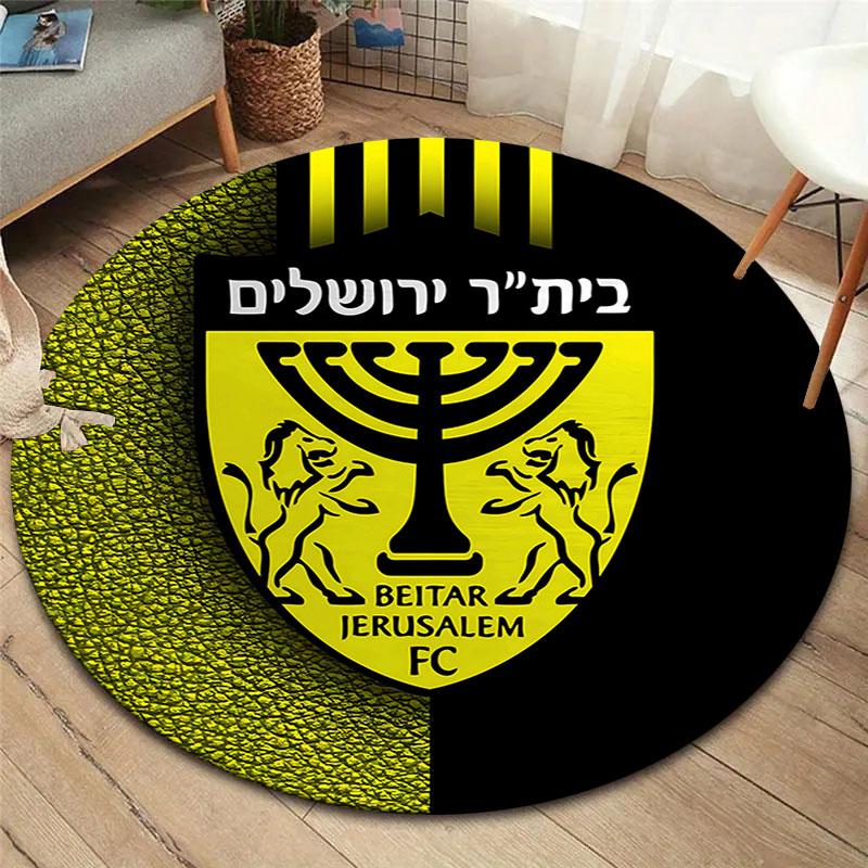 Beitar Jerusalem F.C Runder Teppich, Teppich für Wohnzimmer Schlafzimmer Sofa Spielzimmer Dekoration, Rutschfeste Fußmatte