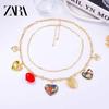 Alloy Heart Pendant Double-Layer Collarbone Chain For Women
