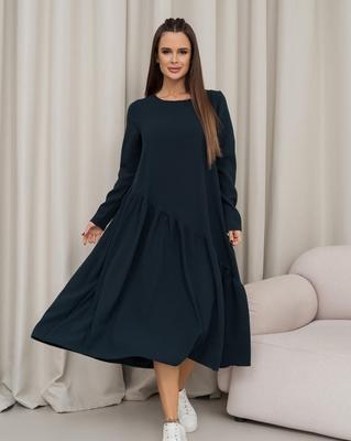 Grünes Kleid mit asymmetrischem Volant ISSA PLUS