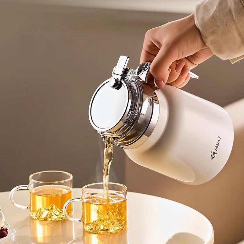 Gianxi Stainless Steel Tea Pot Vacuum Flasks Tea Water Separation Filter Teapot Large Capacity Home Tea Kettle One Button Press