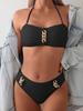 1011 new European and American bikini swimsuit women's white suspender high waist high-end swimsuit
