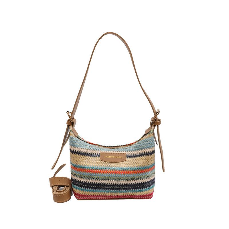 

Trend fashion contrasting color woven bag women 2025 summer new ins simple casual dumpling bag versatile shoulder bag хаки