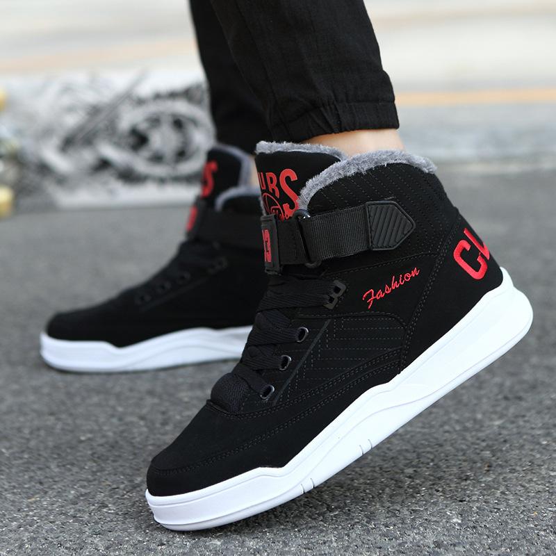 Heren Sneeuwschoenen Heren Winter Warm Bont Pluche Hoge Sneakers Mannen Enkel Schoenen Jongen Casual Vetersluiting Herfst Liefhebber Platte Schoenen