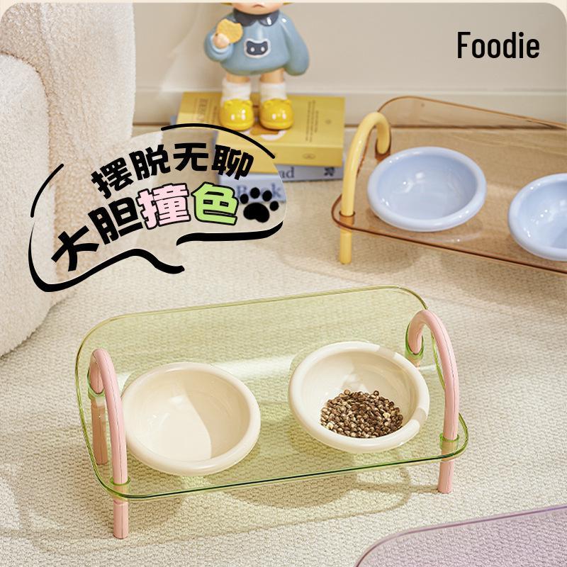 Adjustable Anti-Spill Cat & Dog Double Bowl with Neck Protection Stand