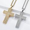 European and American Full Diamond Cross Pendant Steel 18K Gold Men's Niche Personality Necklace 2026