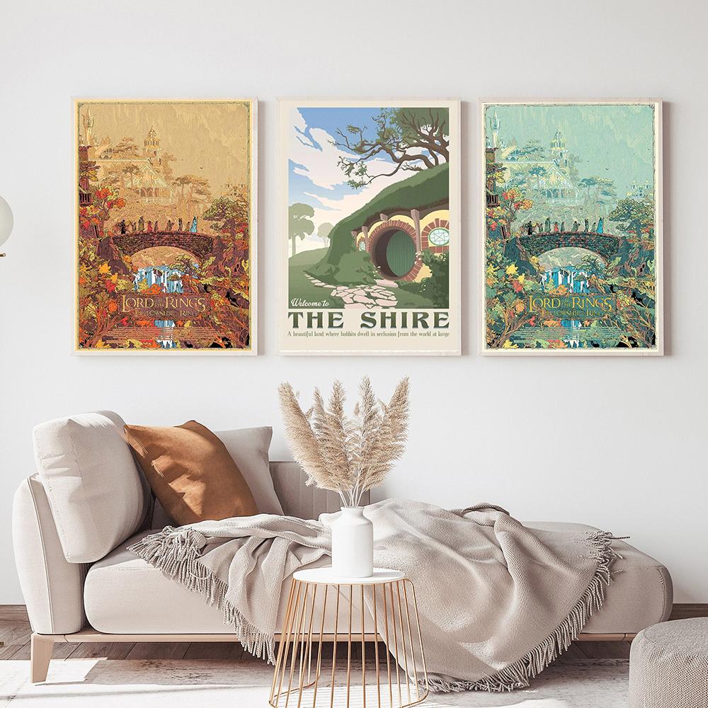 Retro Canvas Painting Abstract Ring Art Poster Print Vintage Film Mordor Castle Lord Magic Kid Bed Room Home Decor Murals