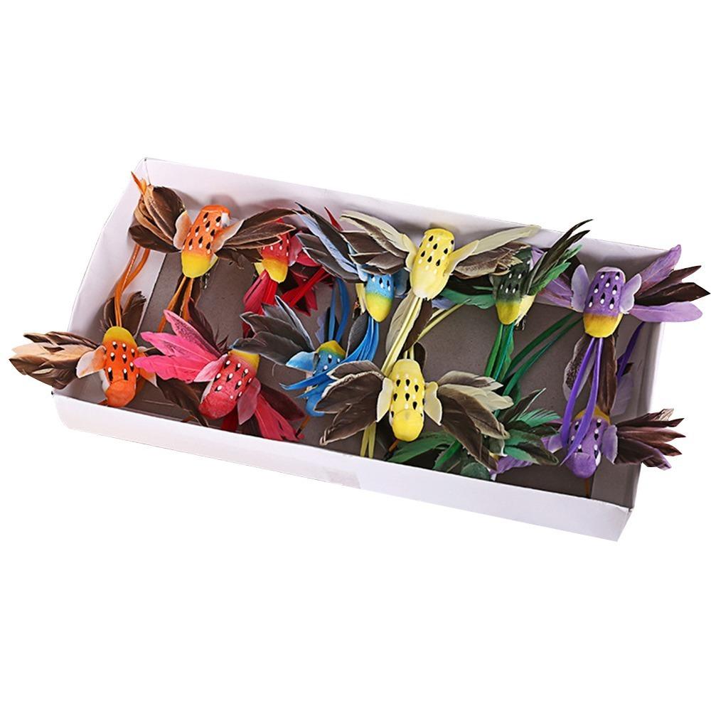 12pcs Bright Color Appearance Artificial Foam Feather Bird Ornaments