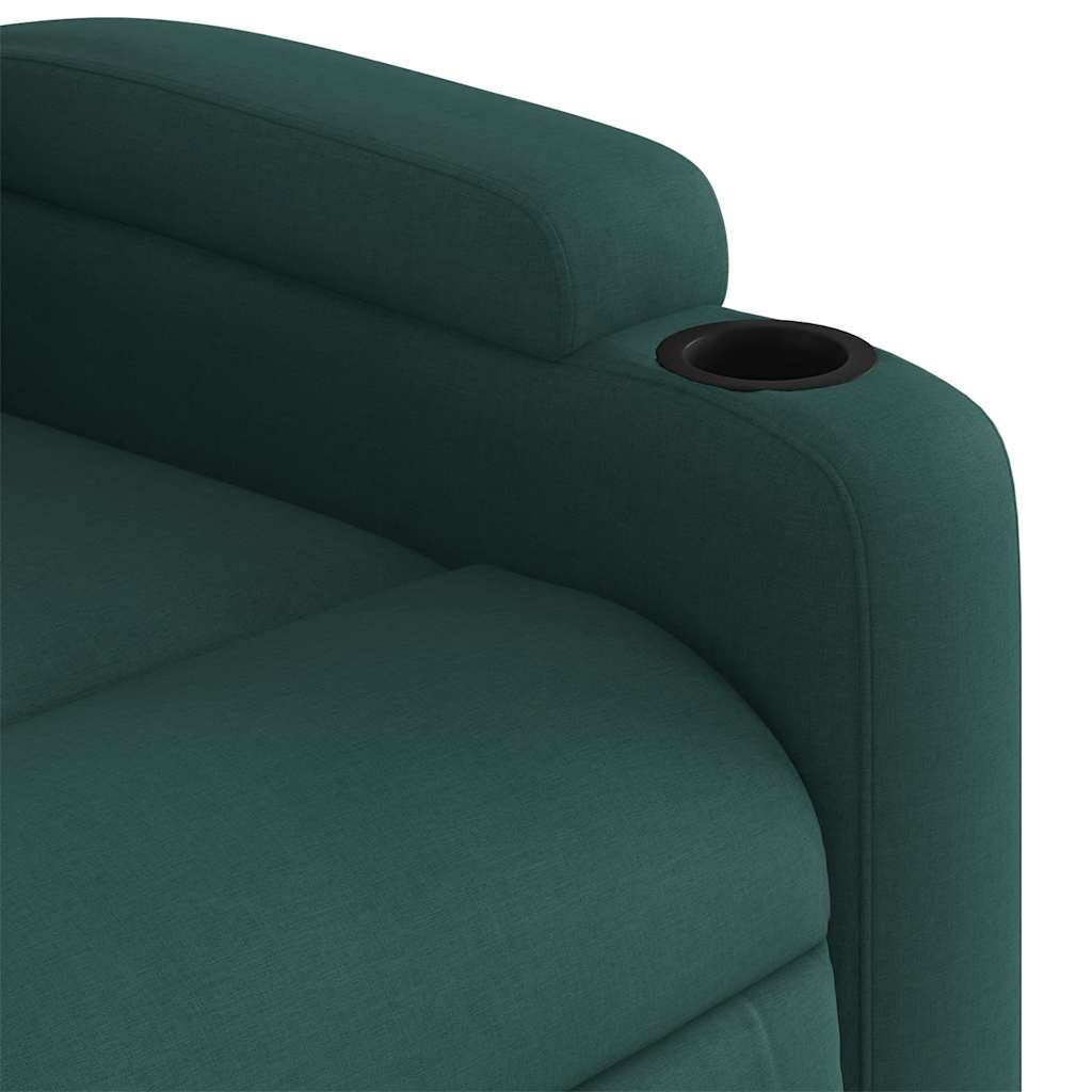 Electric Recliner Chair with Rising Function Dark Green Fabric