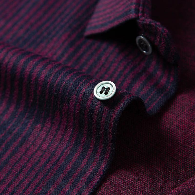 MONTAGUT Men's Luxury Striped Wool Blend Long-Sleeve Shirt