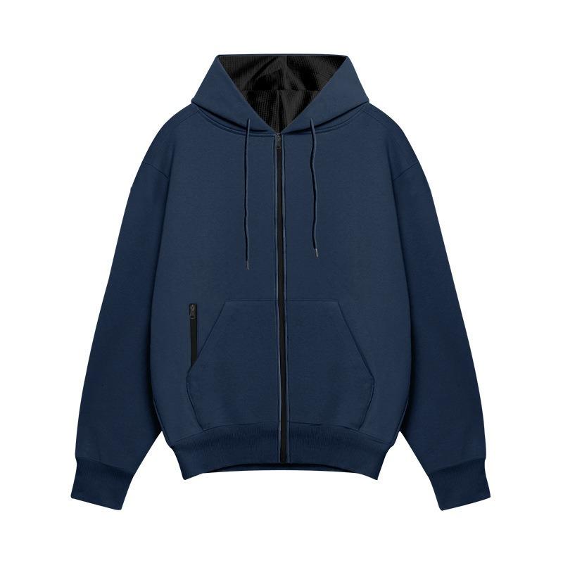 Men's Solid Hooded Zip Up Fleece Sweatshirt.