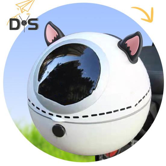 1 Pair Motorcycle Helmet Cat Ear Decoration Adhesive Scooter Cycling Bicycle Motorbike Skateboarding Helmet Decorative Ear Helmet Accessories
