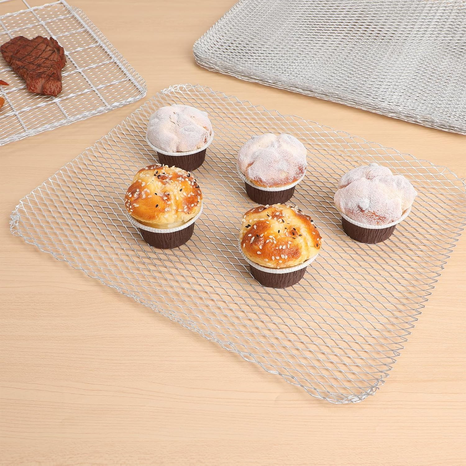 BESPORTBLE Grill Topper: 10 Pack BBQ Disposable Grill Toppers Mesh Grilling Mats for Outdoor Aluminum Disposable Barbecue Grate Liners - Prevent Food