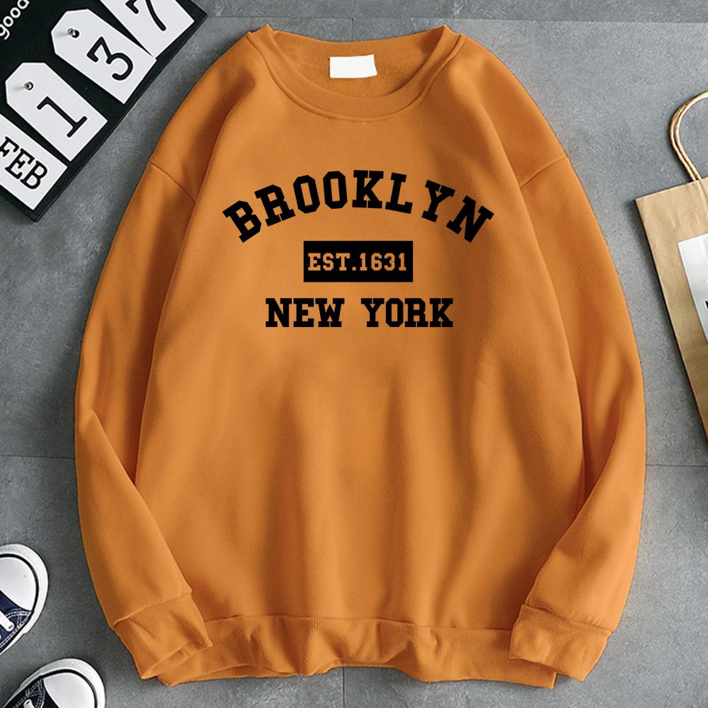 

Simple Fashion Women S Sweatshirt Brooklyn Est. 1631 New York Letter Print Hooded Warm Comfortable Pullovers Soft Clothes XL