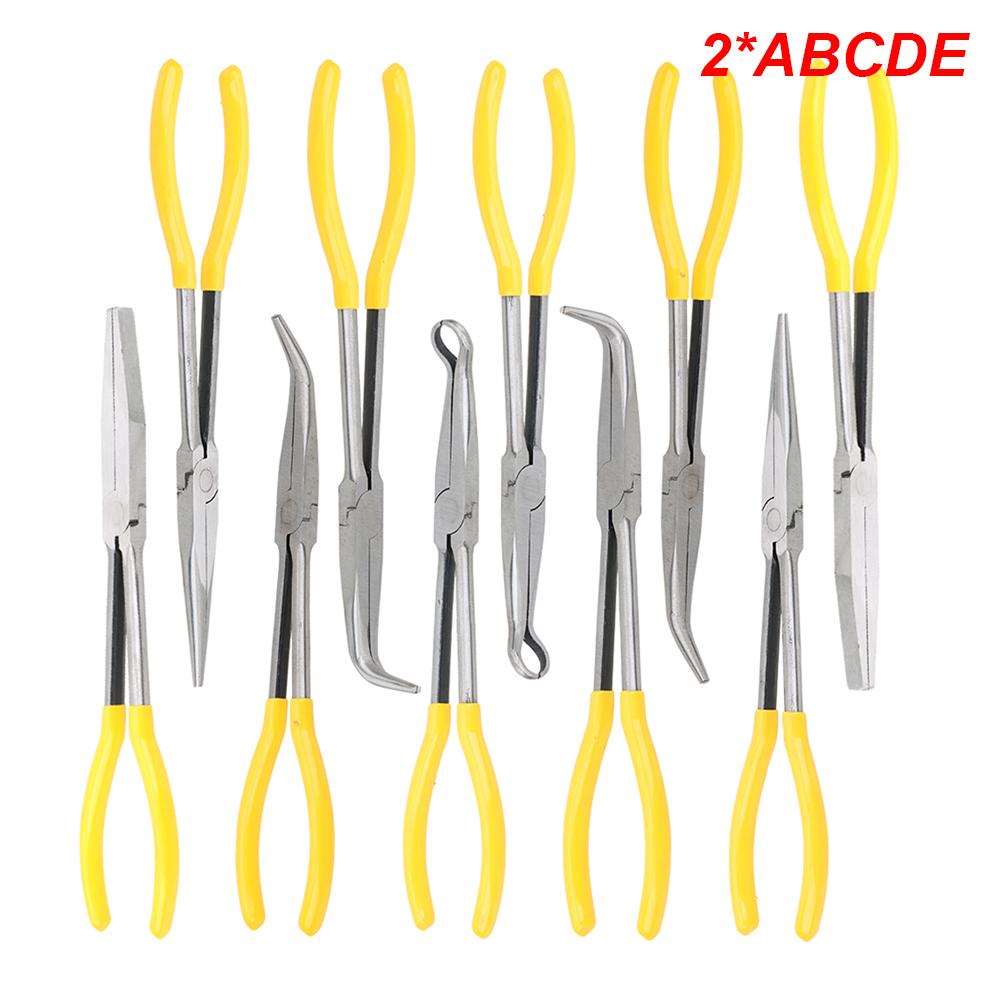 DIY Extra Long Nose Pliers Straight Bent Tip Mechanic Equipment Hand Removal Tools Spanner Clips Auto Care Kit Car Accessories