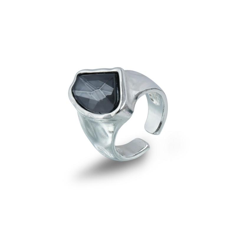 Fashion Y2K Gray Crystal Geometric Opened Rings for Women Girls Punk Sweet Cool Style Charm Finger Rings Daily Party Jewelry