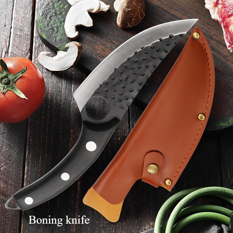 6 Inch Ring Boning Knife for Slaughtering Pigs and Sheep Dividing Knife for Cutting Meat Small Scimitar Forging Hammer Grain Peeling Knife
